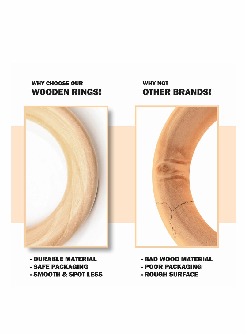 SOLARAE Wooden Rings for Crafts, 20 Pcs, 55mm Smooth Unfinished Macrame Rings Durable & Lightweight Wood Rings for Jewelry, DIY Making, Crafts & Home Decor - Image 3