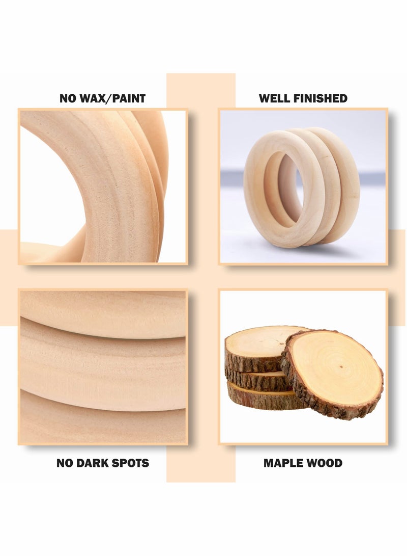 SOLARAE Wooden Rings for Crafts, 20 Pcs, 55mm Smooth Unfinished Macrame Rings Durable & Lightweight Wood Rings for Jewelry, DIY Making, Crafts & Home Decor - Image 4