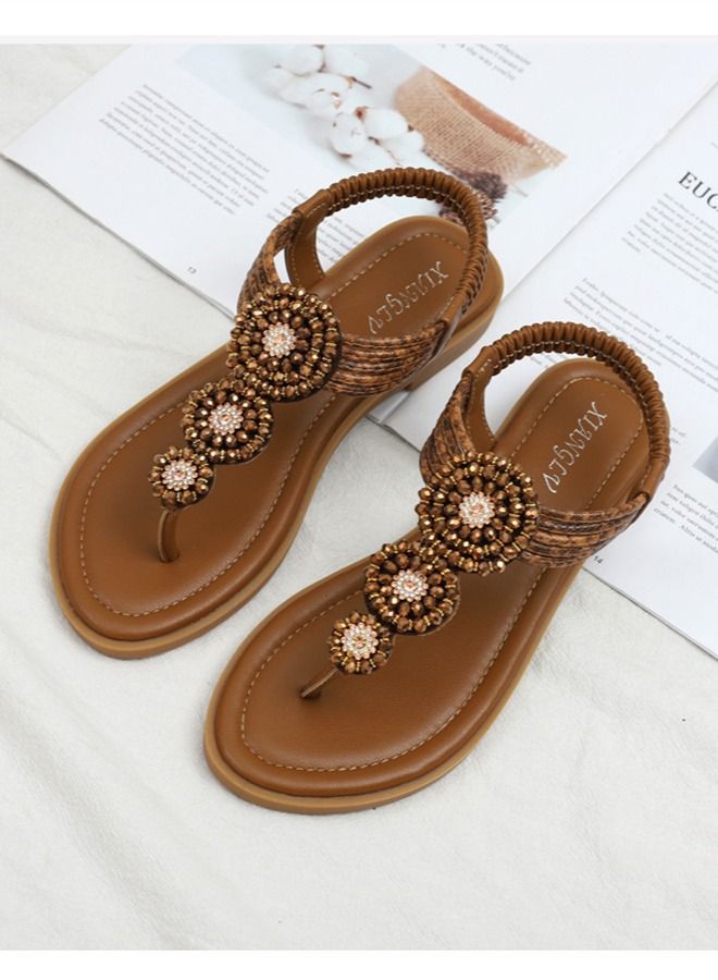 Loquat Casual And Versatile Flat Sandals 1.5CM Brown  - Image 2