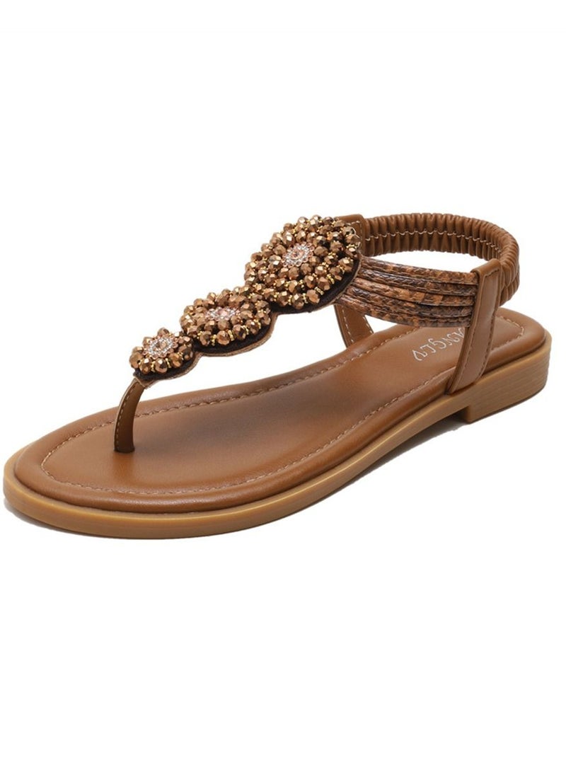 Loquat Casual And Versatile Flat Sandals 1.5CM Brown  - Image 1