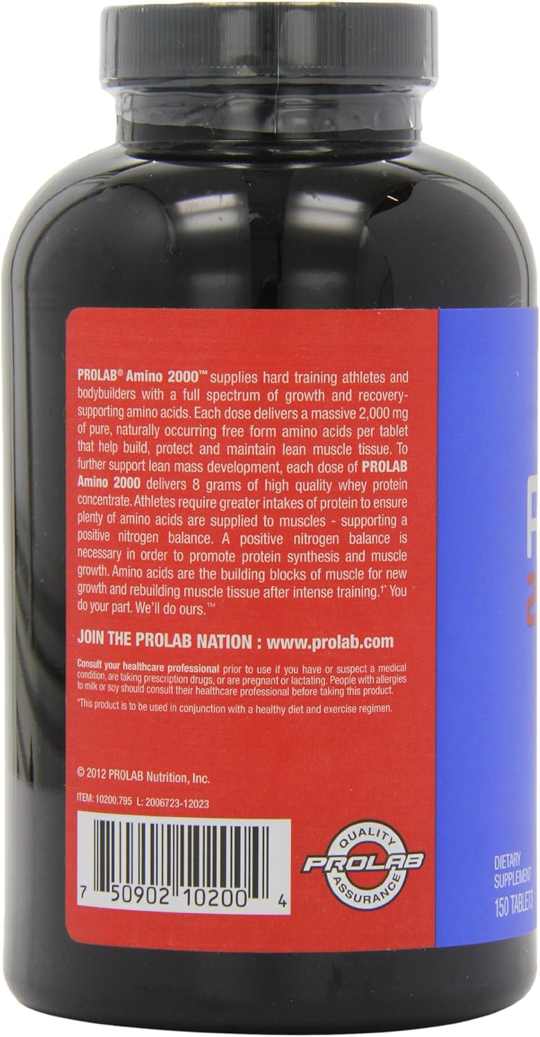 Prolab Amino 2000 Essential Amino Acids Supplement HighPotency BCAA Blend for Muscle Support  Recovery 150 Tablets - Image 5