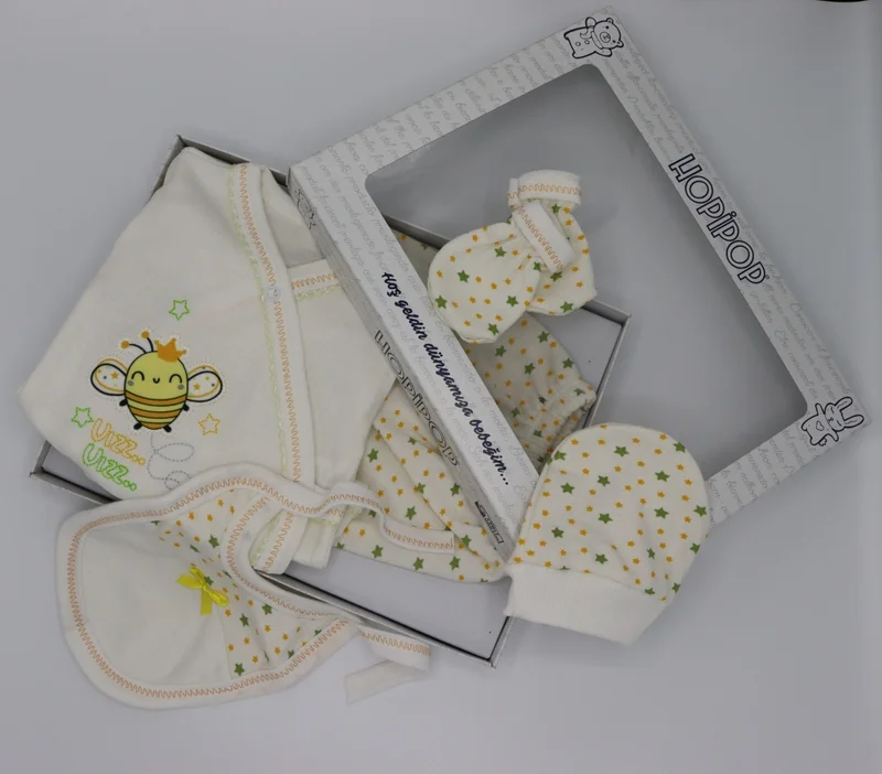 Hopipop Hospital Released Newborn Baby Cotton Printed 5-Piece Combination