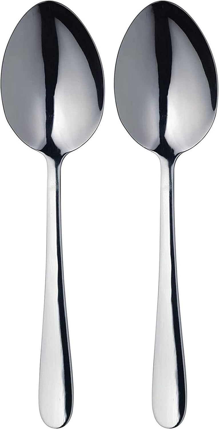 MasterClass Duo of Stainless Steel Serving Spoons 2Piece Spoon Set for Buffets Dinner Parties and Family Meals  Silver