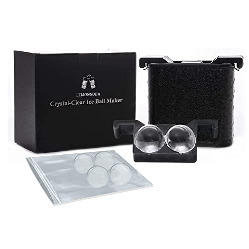 Lemonsoda Premium Clear Ice Ball Maker - 2 Large Round Ice Mold - 2.4" Ice - Round Ice Tray for Bourbon and Whiskey - Large Sphere Ice Cube Molds for Drinks - Image 1