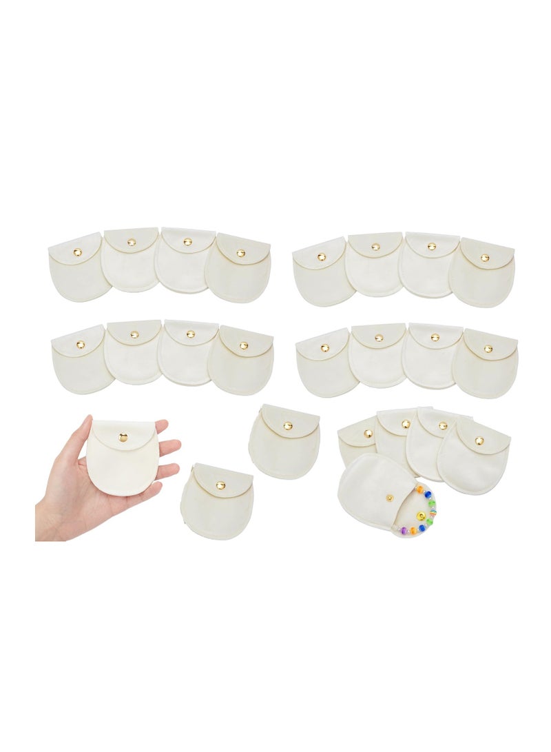 SYOSI 24 Pcs Velvet Jewelry Pouches with Snap Button Cornsilk Color Storage Bags Luxury Gift Bag for Candy and Necklace Bracelet Packing 3.27x3.03In - Image 1