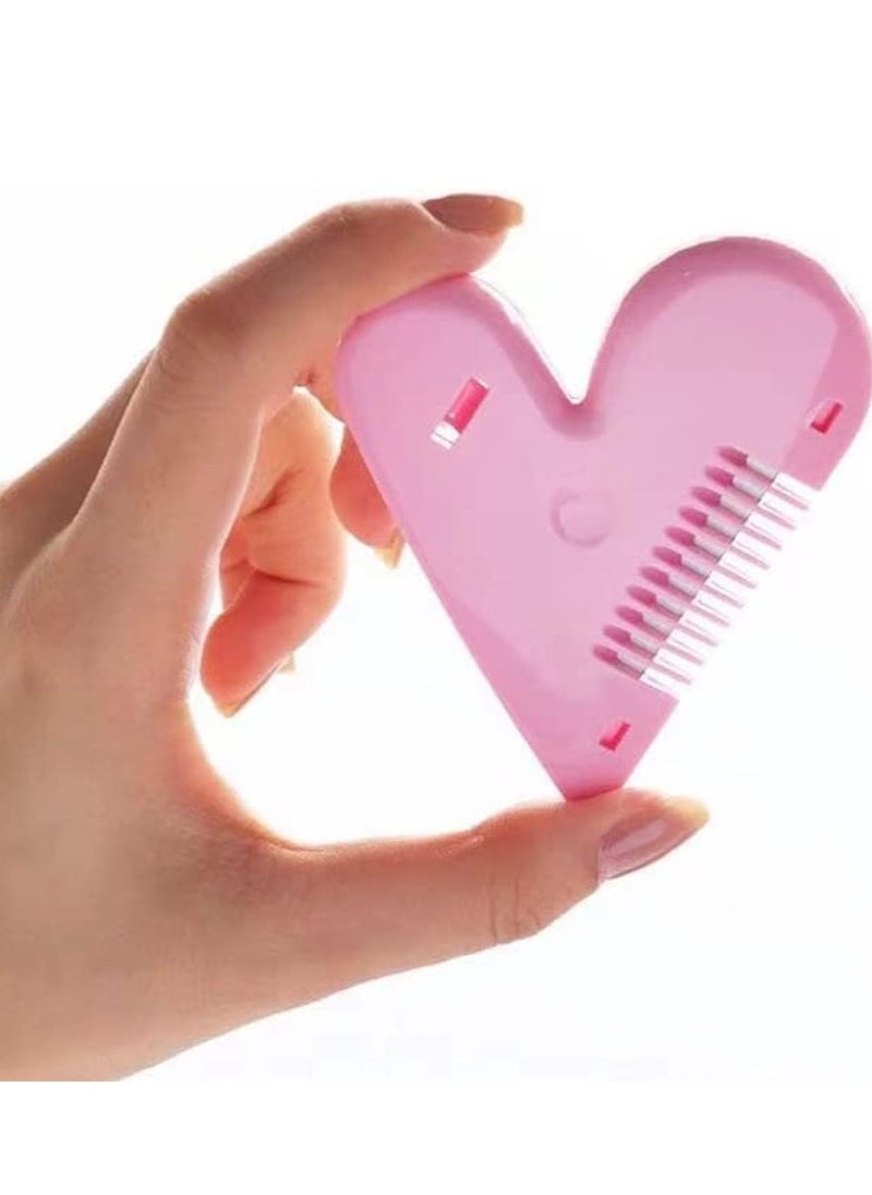 Excefore - Mini Hair Shaver Comb, Hair Trimmer for Kids, Cute Heart-Shaped Manual Hair Bangs Trimmer for Women Girls,  Thin & Thick Hair Styling Hair Accessories 3pcs - Image 1
