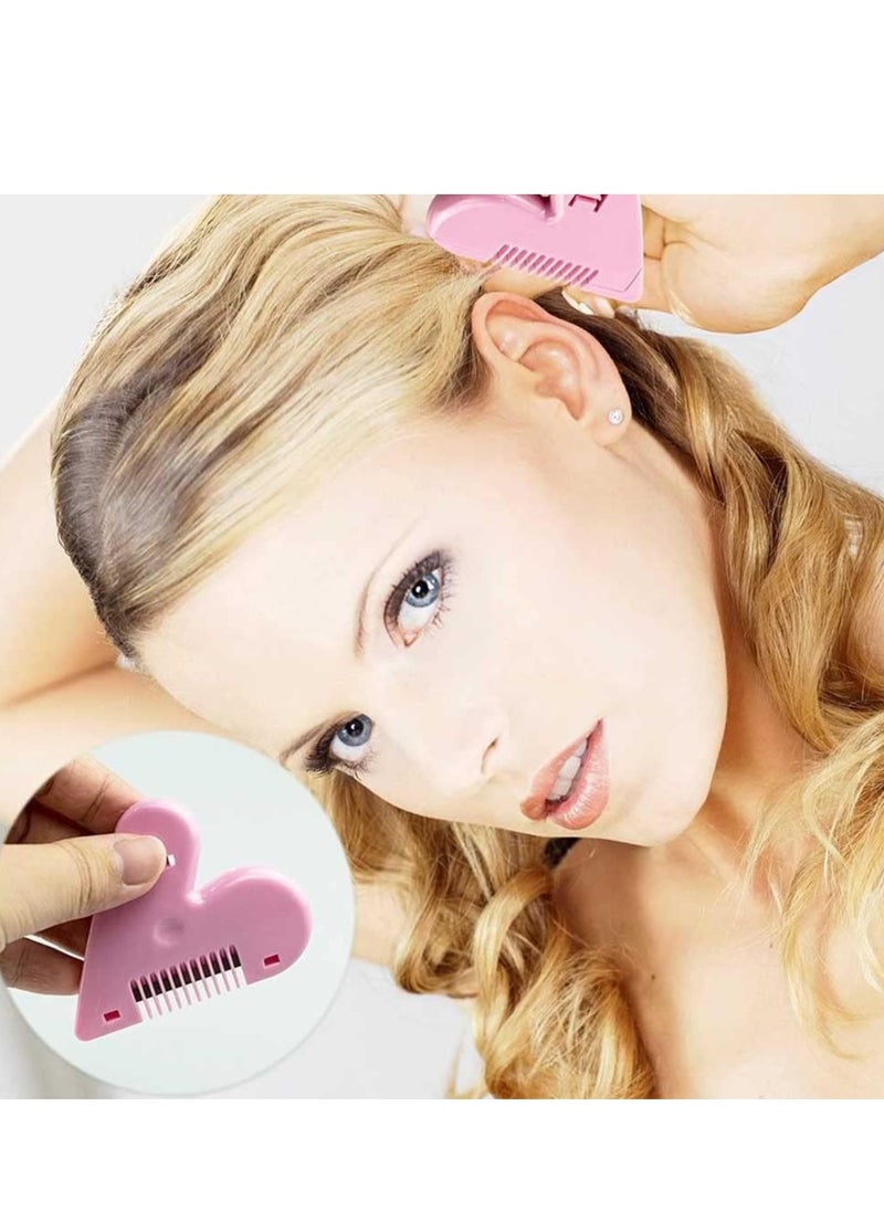 Excefore - Mini Hair Shaver Comb, Hair Trimmer for Kids, Cute Heart-Shaped Manual Hair Bangs Trimmer for Women Girls,  Thin & Thick Hair Styling Hair Accessories 3pcs - Image 1