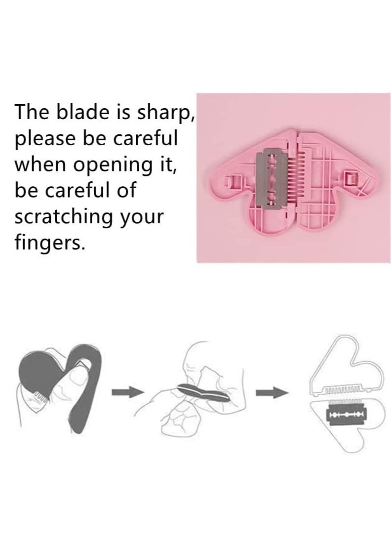 Excefore - Mini Hair Shaver Comb, Hair Trimmer for Kids, Cute Heart-Shaped Manual Hair Bangs Trimmer for Women Girls,  Thin & Thick Hair Styling Hair Accessories 3pcs - Image 1