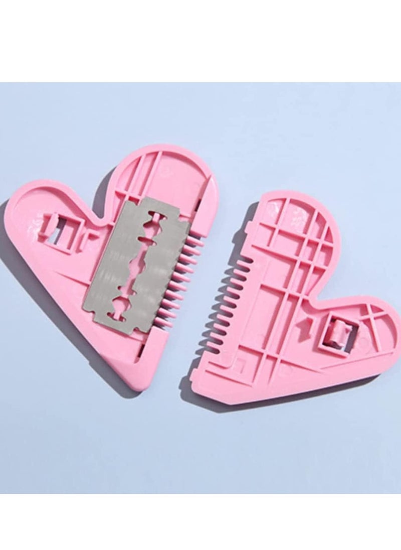 Excefore - Mini Hair Shaver Comb, Hair Trimmer for Kids, Cute Heart-Shaped Manual Hair Bangs Trimmer for Women Girls,  Thin & Thick Hair Styling Hair Accessories 3pcs - Image 1