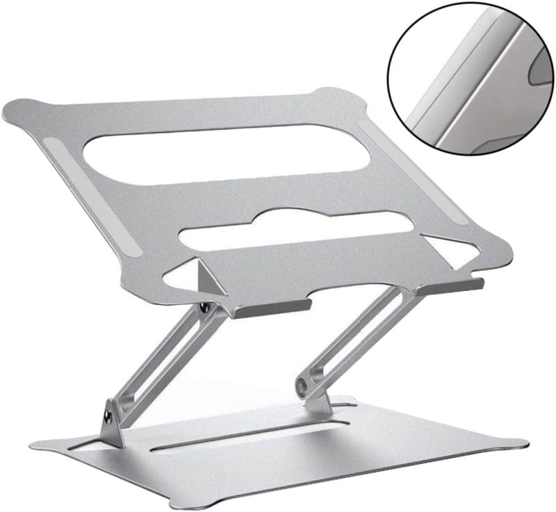 Adjustable Aluminum Alloy Foldable Laptop PC Holder Portable Notebook Stand with Height Support Compact Design for Travel and Office Use Silver - Image 4