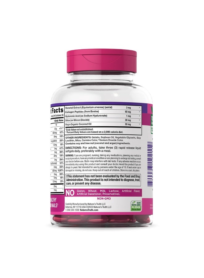 نايتشورز تروث مكمل غذائي كبسولات جيلاتينية ناعمة قوة فائقة للشعر والبشرة والأظافر مع 5000 ميكروجرام من البيوتين، 165 كبسولة - Image 2