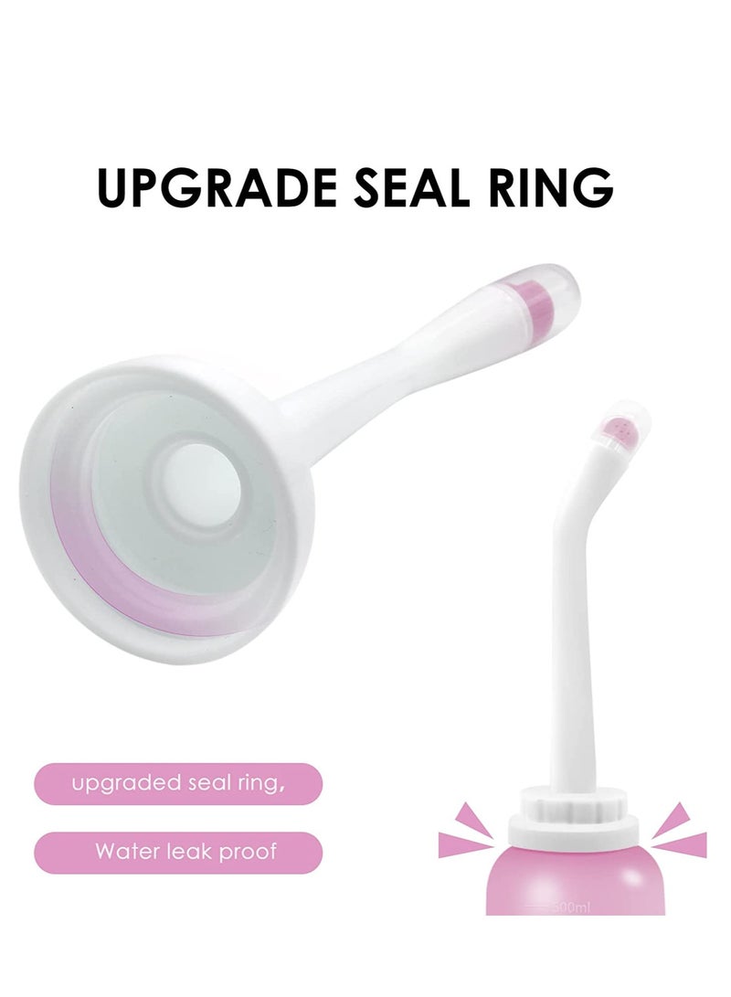 Peri Bottle Travel Shattaf,Portable Travel Bidet with Carry Bag,TPE Material Can Be Boiled,500ml Capacity with 2 Sealing Ring,Essentials for Postpartum Perineal Care,Hemorrhoid Treatment Pink - Image 4