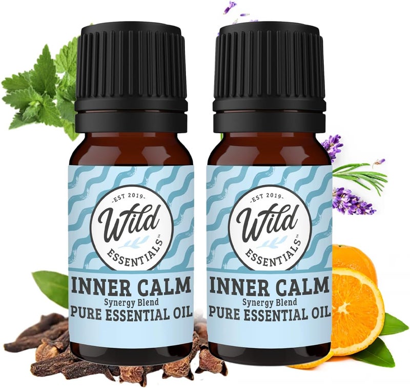 mEssentials Wild Essentials Exquisite Signature Essential Oil Blend Inner Calm, Two 10 ML Bottles - Pure Essential Oils Synergy Blend, New Label, Same Formula
