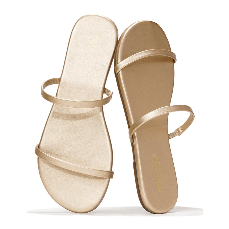 Project Cloud Summer Sandals for Women 2026 - Memory Foam Insole and Eco-Crafted Leather Beach Flip Flops for Women - Non Slip and Lightweight Double Strap Womens Sandals (Transition, GOLDPU,8) - Image 1