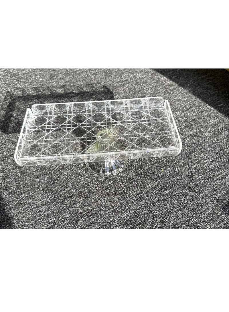 صحن تقديم زجاج بقاعدة للحلويات و الفواكه متعدد الاستخدام