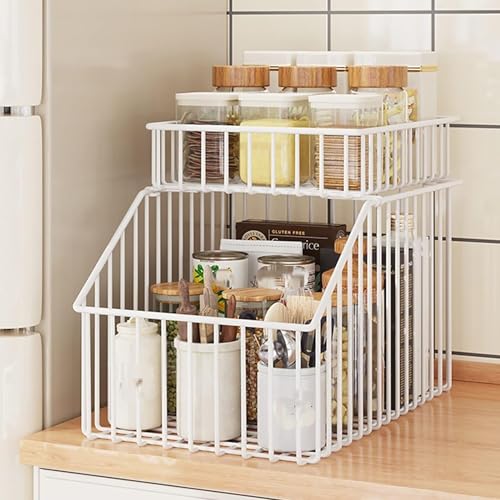 MosQuick® Kitchen counter top organizer 2-Tier Metal bottle organizer for kitchen for Spices and Bottles Kitchen Rack Stand Durable Rack for Kitchen Storage shelf for Countertops Cabinets Pantry - Image 2