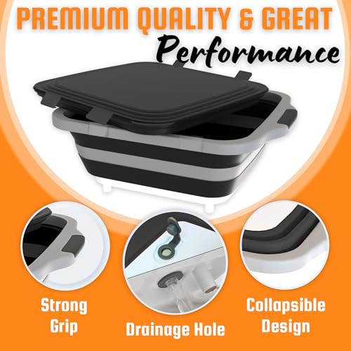 MAYALEAD LLC MAYALEAD BBQ Prep Tub with 2 Pcs Meat Shredder Claws Collapsible Cutting Board Cutting Board with Locking Lids Drip Easy BBQ Prep Tub with lidXL Size Black - Image 3