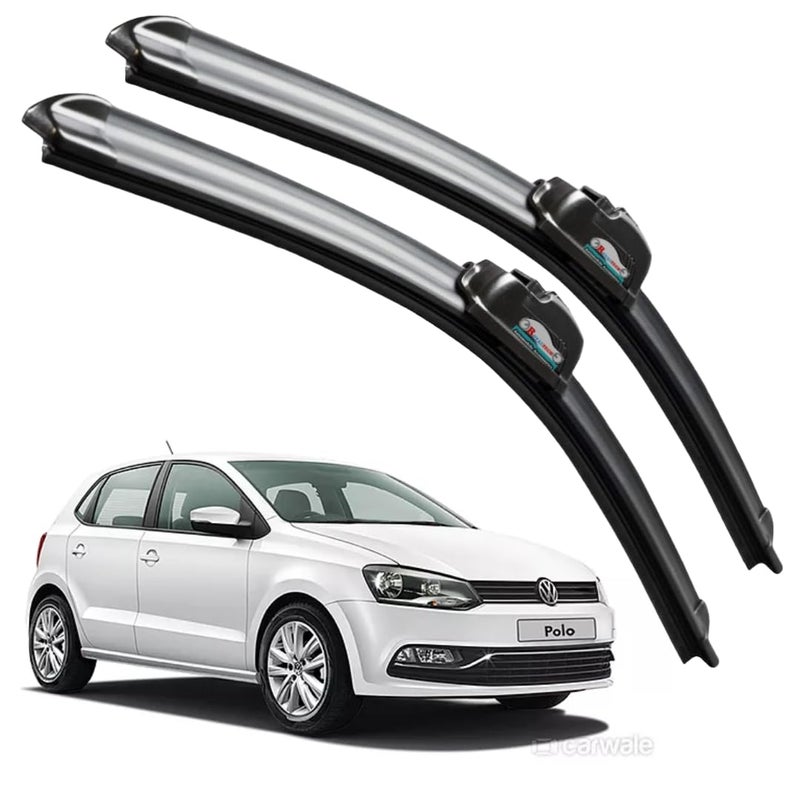 ROYALTECH Frameless Rubber Car Wiper Blades Set of 2 Compatible with (Polo (Model : 2013-2018) (D-24,P-16)) - Image 1