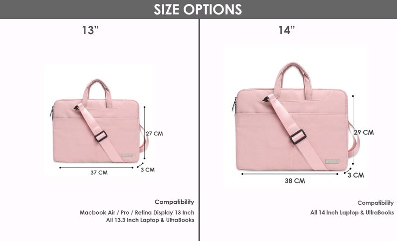 Probus PU leather Laptop Sleeve Case Messenger Organizer Bag -Pink - Image 4