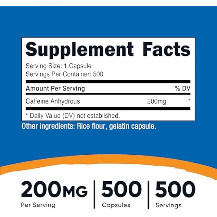 Nutricost Caffeine Pills, 200mg Per Serving (500 Caps) - Image 2