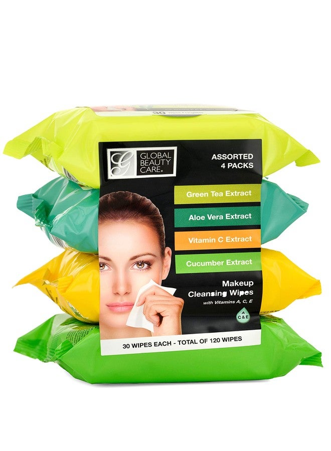 Global Beauty Care Makeup Cleansing Wipes 120 Count (4-Pack) (ASSORTED - GREEN TEA | ALOE VERA | VITAMIN C | CUCUMBER) - Image 1