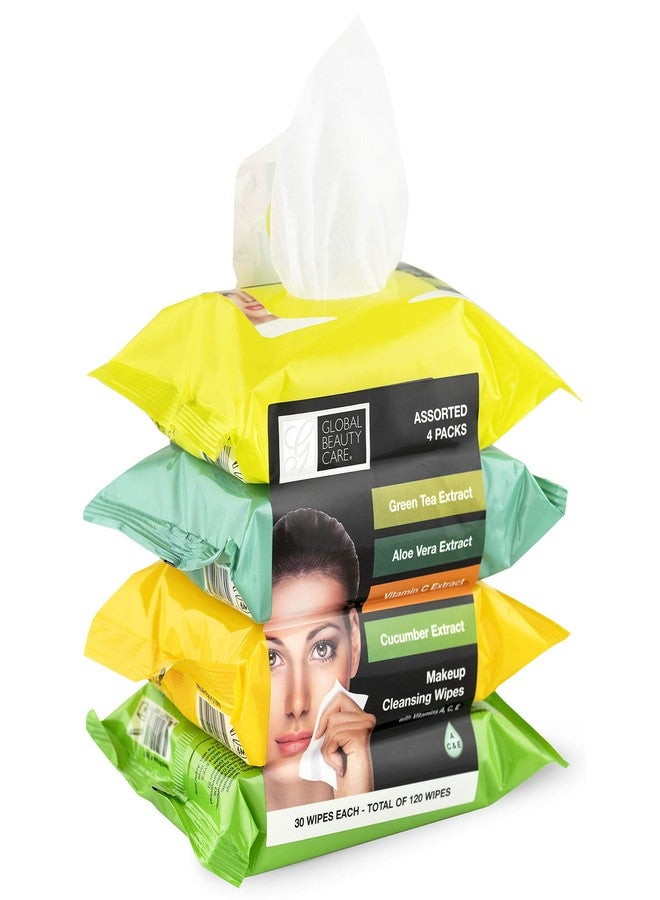 Global Beauty Care Makeup Cleansing Wipes 120 Count (4-Pack) (ASSORTED - GREEN TEA | ALOE VERA | VITAMIN C | CUCUMBER) - Image 2