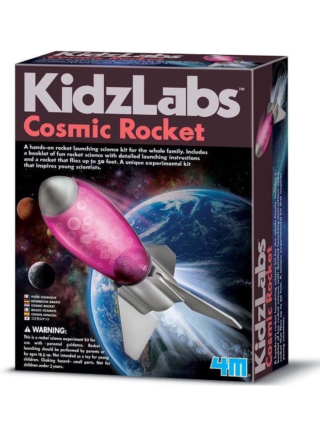 4M KidzLabs Cosmic Rocket – DIY Science Kit to Build and Launch a Real Working Rocket Using Baking Soda and Vinegar – Fun Educational STEM Activity for Kids Ages 8 and Up | 00-03235 - Image 1