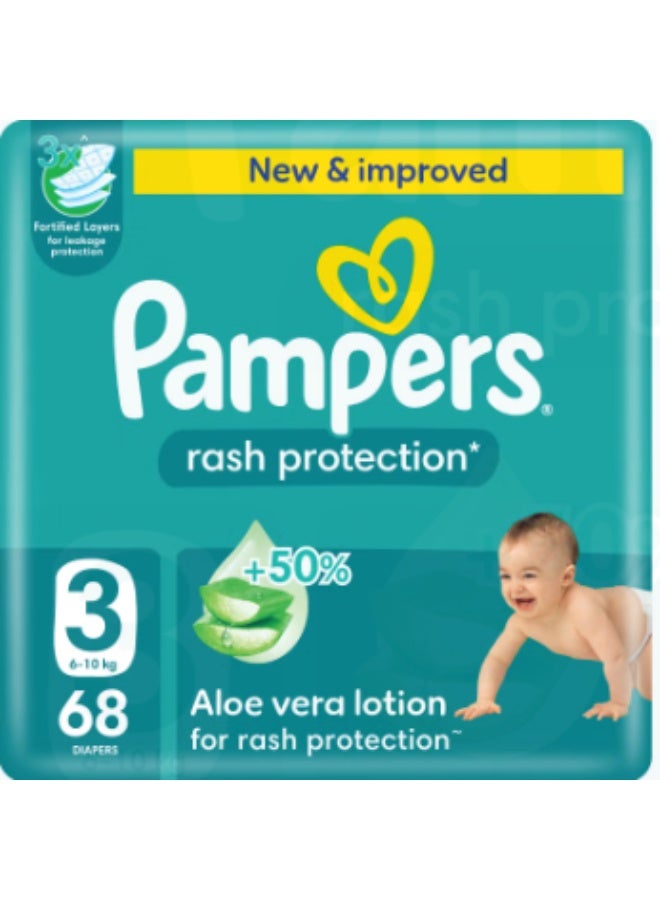 Rash Protection Size 3 Taped Diapers Size 3 6-10 Kg Mega Pack 68 Count