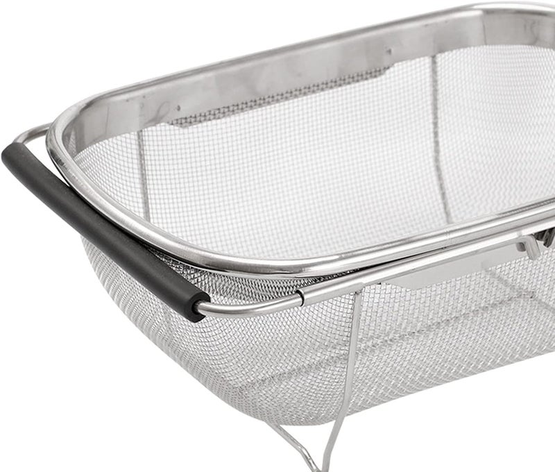 REMANG Over The Sink Colander Strainer Basket Stainless Steel for Kitchen Sink with Rubber Grip Fine Mesh Stainless Steel Large Expandable Metal Strainer for Pasta Food Vegetables 1 Pcs - Image 3