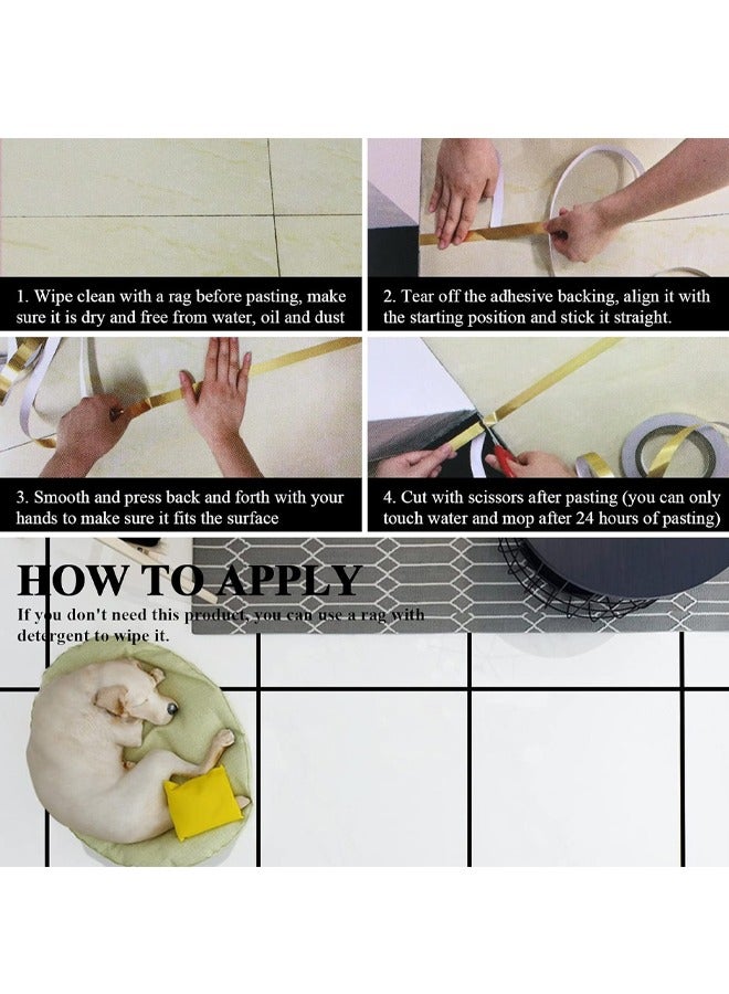 Vividorad Ceramic 50M Home Tile,Line Peel and Stick Tile Stickers,Reusable Self-Adhesive Sticker Waterproof Gap Sealing Tape Strip Adhesive Waterproof Gap Cover for Kitchen Bathroom Living Room Bedroom Adhesive Tile Decoration Floor Tape For Floor and Wall - Image 4