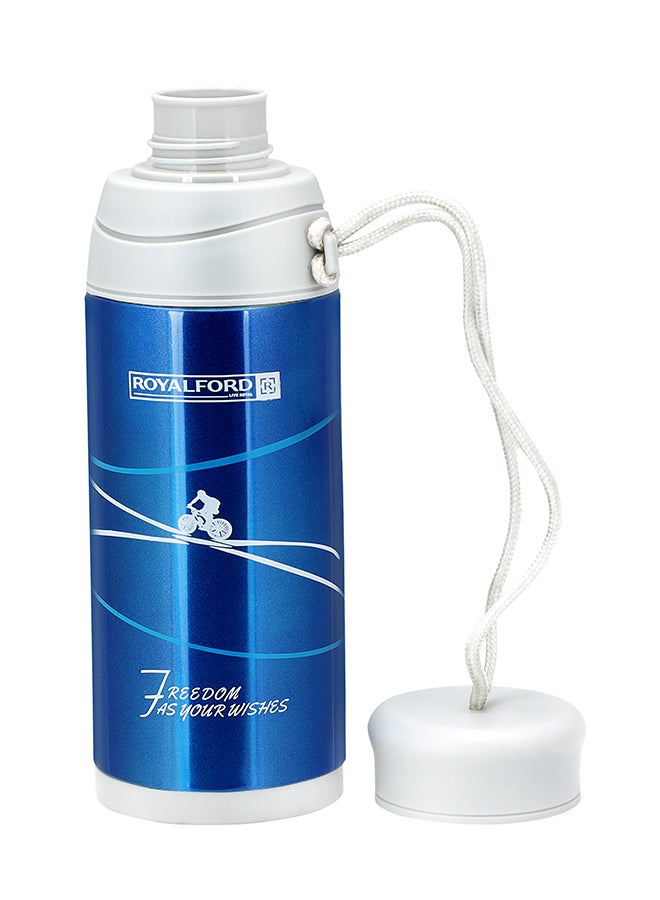 Royalford Stainless Steel Vacuum Bottle Blue/White 320ml - Image 2