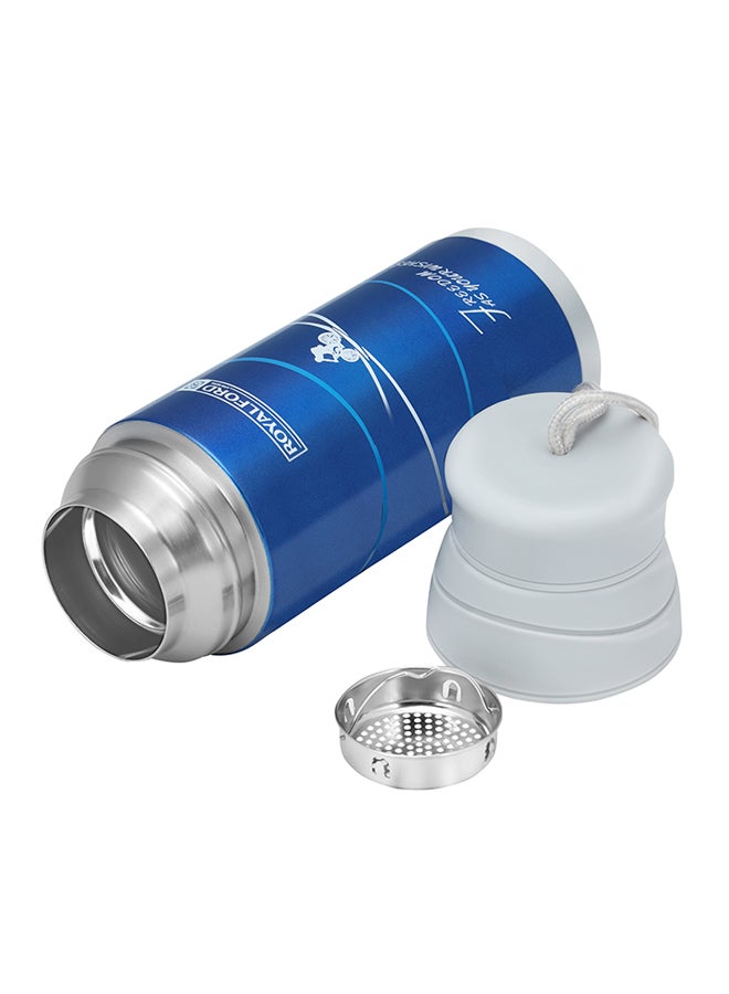 Royalford Stainless Steel Vacuum Bottle Blue/White 320ml - Image 3