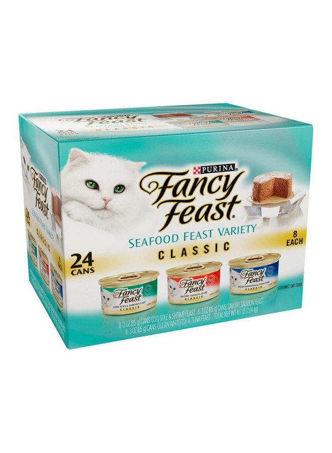 طعام القطط الرطب فانتسي فيست جورميه، مجموعة متنوعة من المأكولات البحرية، (24) علبة سعة 3 أونصة