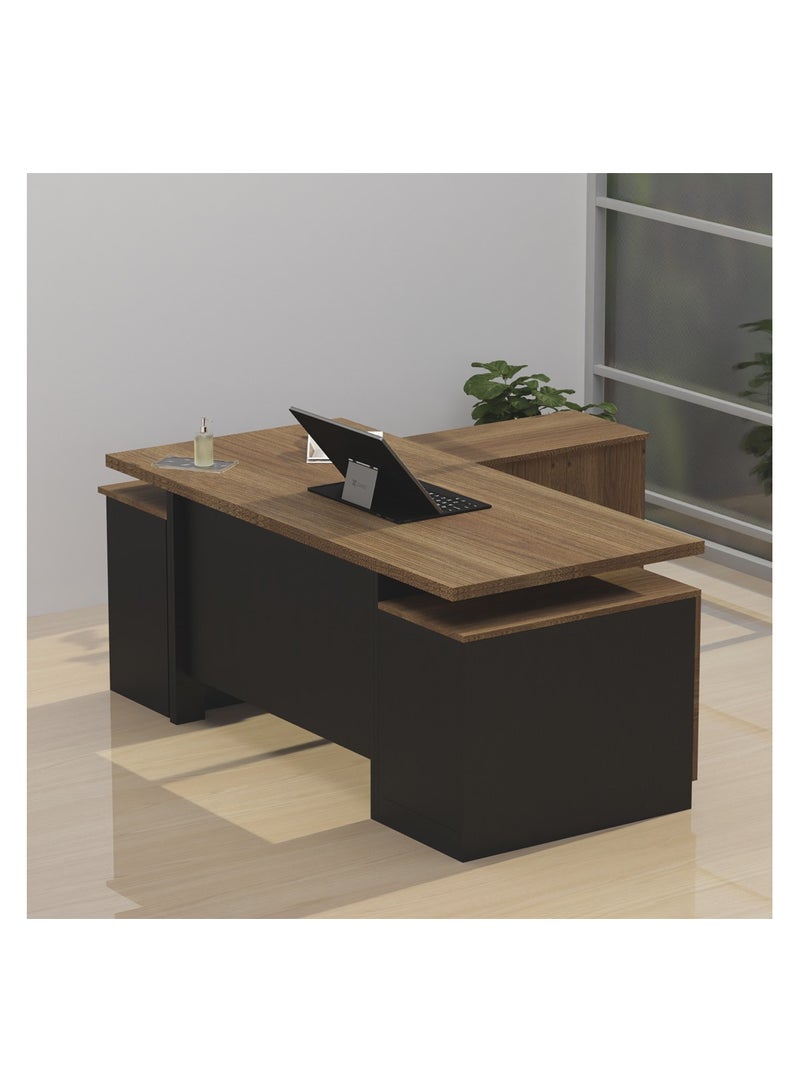 Mahmayi Samtida 193 Modern Executive Workstation Desk with Cabinet Computer and Laptop Desk Wooden Finish Ideal for Home and Office - Zabrano - Image 1