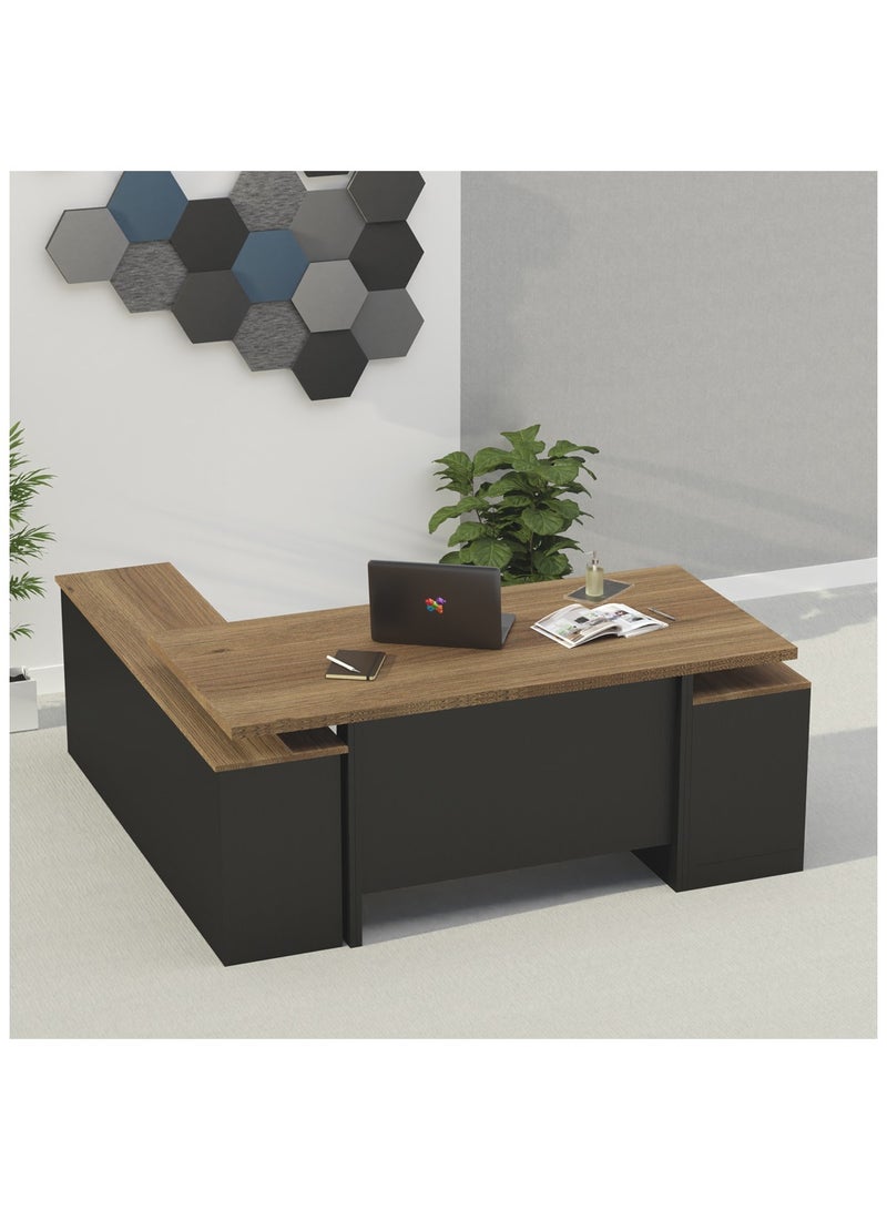 Mahmayi Samtida 193 Modern Executive Workstation Desk with Cabinet Computer and Laptop Desk Wooden Finish Ideal for Home and Office - Zabrano - Image 4
