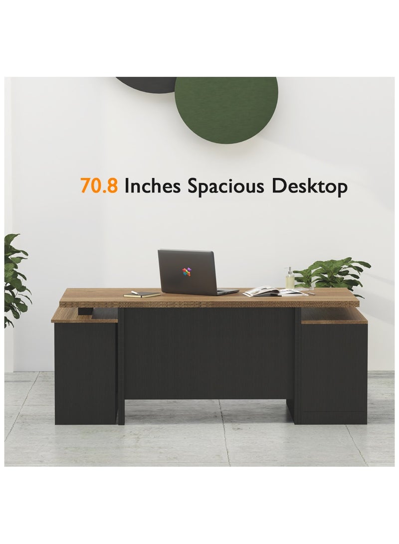 Mahmayi Samtida 193 Modern Executive Workstation Desk with Cabinet Computer and Laptop Desk Wooden Finish Ideal for Home and Office - Zabrano - Image 5