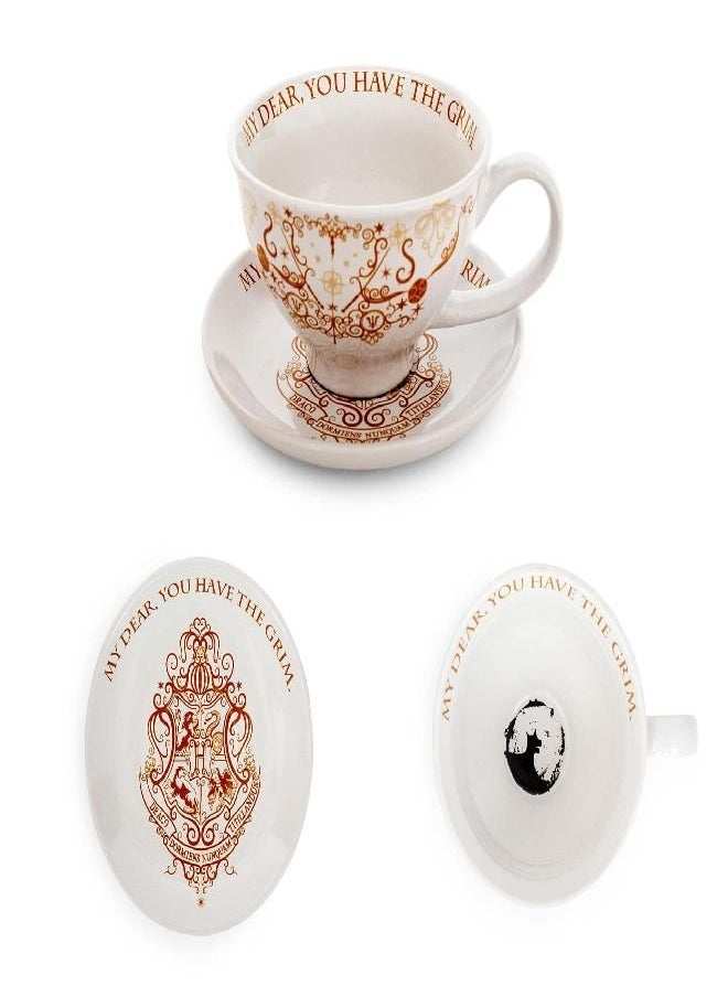 Harry Potter Grim 12-Ounce Ceramic Teacup and Saucer Set | Official Wizarding World Collectible | Hogwarts-Themed Magical Tea Party Gift Set | Place Setting For 1