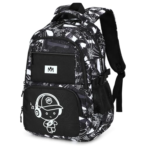 Bluboon Kids Backpack Boys Camo Bookbag Teens Elementary School Bag Daypack Travel Back Pack Middle school (Grey Graffiti) - Image 1