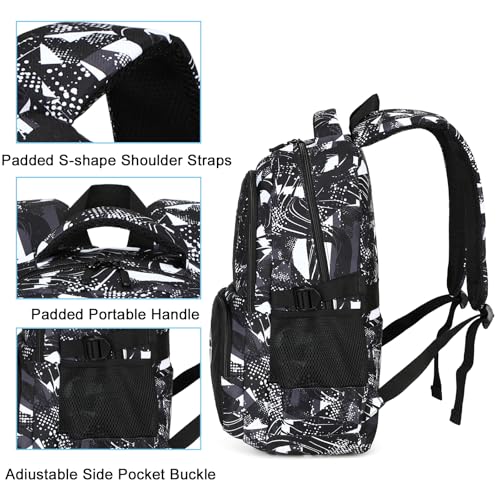 Bluboon Kids Backpack Boys Camo Bookbag Teens Elementary School Bag Daypack Travel Back Pack Middle school (Grey Graffiti) - Image 4