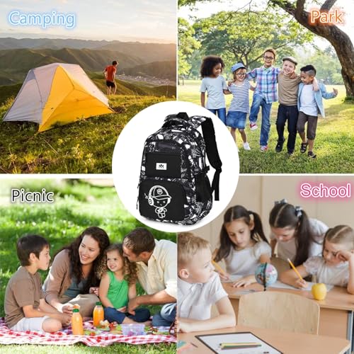 Bluboon Kids Backpack Boys Camo Bookbag Teens Elementary School Bag Daypack Travel Back Pack Middle school (Grey Graffiti) - Image 5