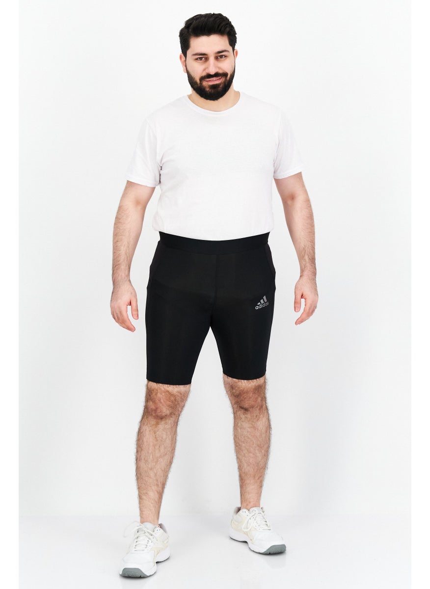 Adidas - شورت تدريب ضيق مناسب للرجال بشعار العلامة التجارية، أسود - Image 1