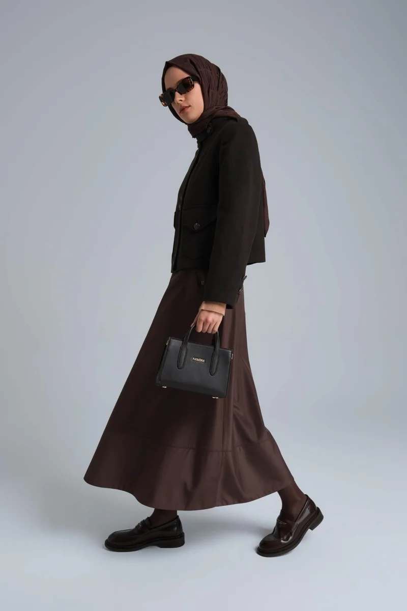 ARMINE Thick Stitched Flared Skirt 24K1712 Bitter Brown