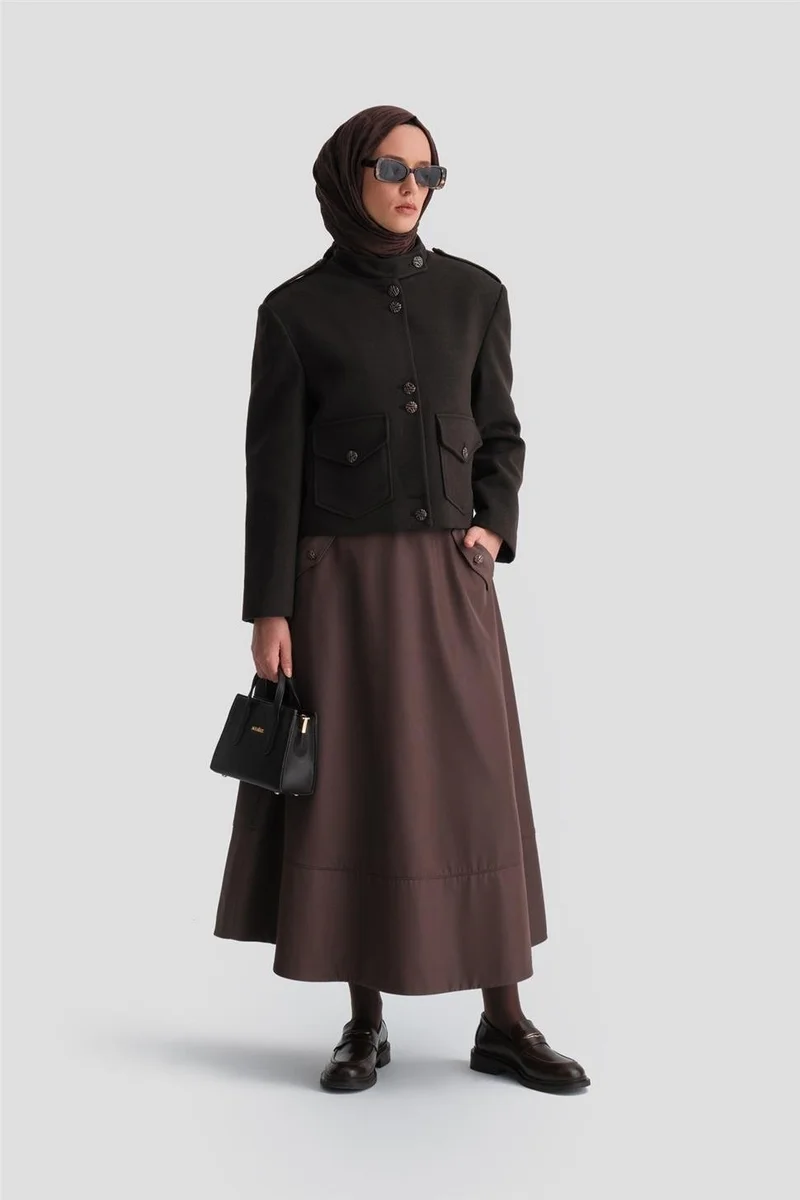 ARMINE Thick Stitched Flared Skirt 24K1712 Bitter Brown