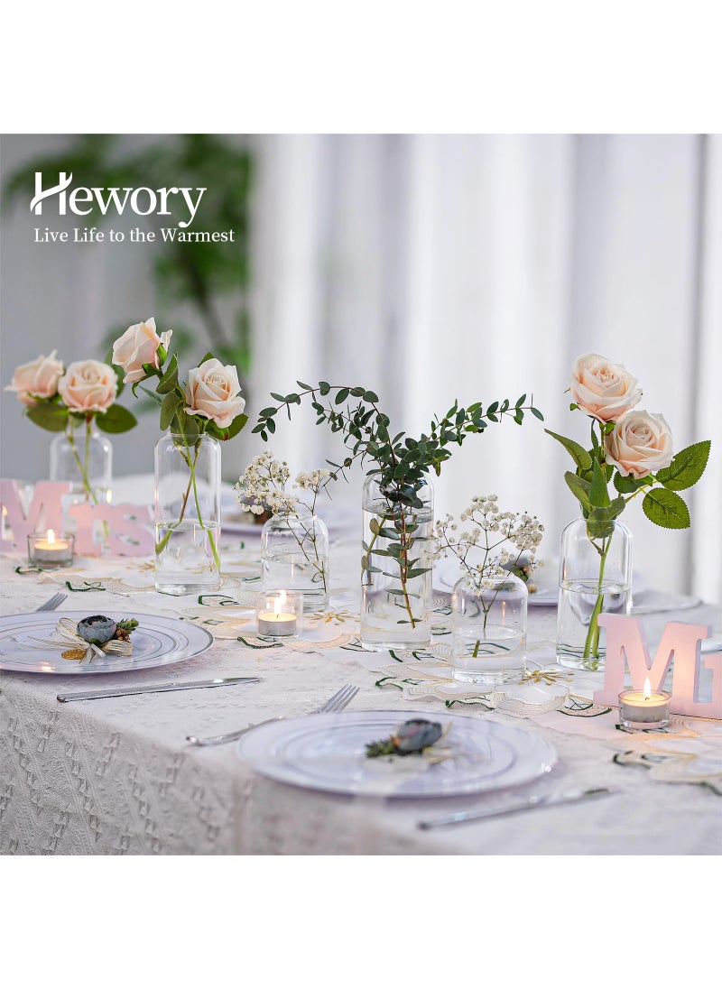 Hewory Hewory Glass Clear Modern Vase  Set of 6 - Small Bud Vases for Flowers  Elegant Home Decor Floral Arrangements  Wedding Party Events Centerpieces  - Image 2