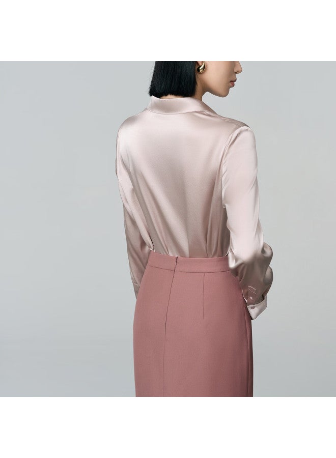 Yanyee High-quality Mulberry Silk Blouse For Women, Early Autumn Commute Professional Slimming Elegant Top, Green, Size S - Image 3