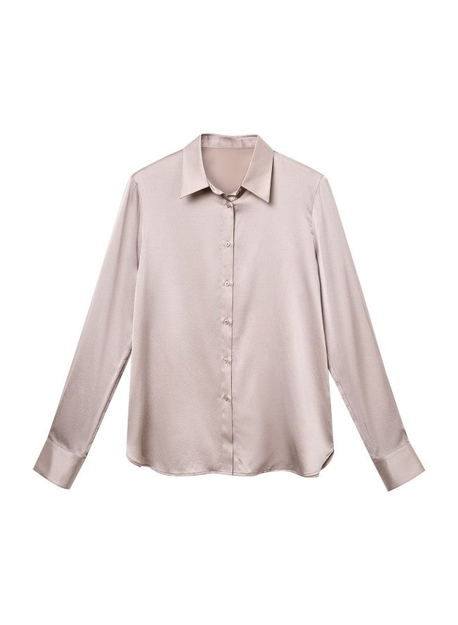 Yanyee High-quality Mulberry Silk Blouse For Women, Early Autumn Commute Professional Slimming Elegant Top, Green, Size S - Image 4