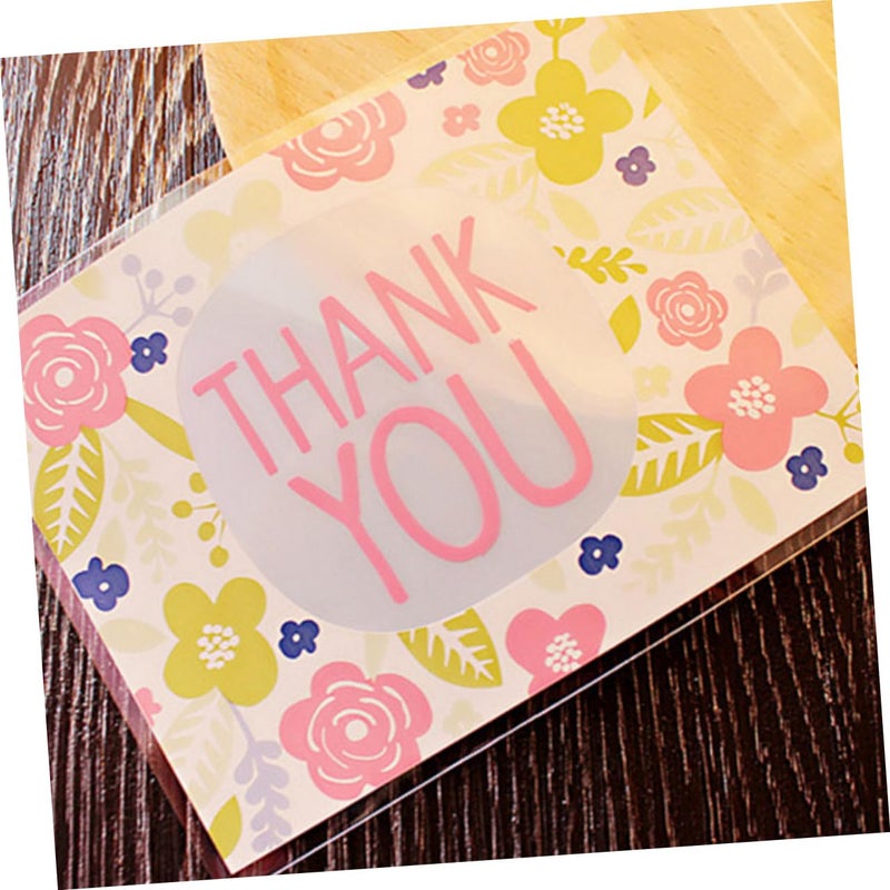 Self Adhesive Plastic Treat Bags 100 Pcs Floral Design For Candy Cookies Bakery Party Packaging - Image 3