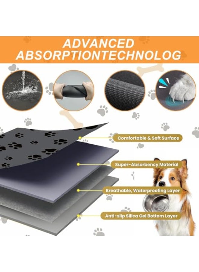 مفرش طعام الحيوانات الأليفة غير قابل للانزلاق ومقاوم للماء يحمي الأرضيات، مفرش لتغذية الحيوانات الأليفة لحوض الماء للكلاب وللقطط مناسب للحيوانات الأليفة الصغيرة والمتوسطة (أسود، 30x40 سم) - Image 3