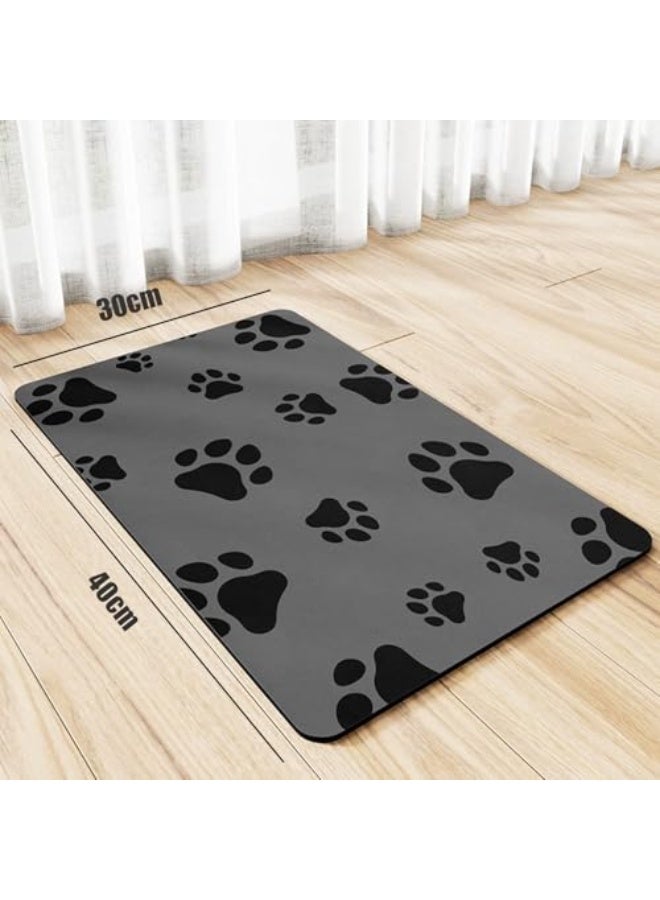 مفرش طعام الحيوانات الأليفة غير قابل للانزلاق ومقاوم للماء يحمي الأرضيات، مفرش لتغذية الحيوانات الأليفة لحوض الماء للكلاب وللقطط مناسب للحيوانات الأليفة الصغيرة والمتوسطة (أسود، 30x40 سم) - Image 2