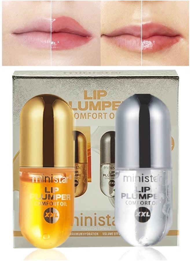 Ministar Lip Plumper Comfort Oil with Ginger and Mint Set Lip Plumper Maximizer Induce Lip Elasticity Cell Regeneration Reduce Fine Lines Resist Aging Lip Plumper Gloss Lip Enhancer  - Image 1